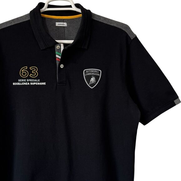 Lamborghini Shirt Official Auto Driver World Race Pique Black Polo Men’s XXL - Picture 1 of 11